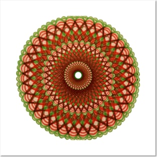 Mandala--Green and Red Posters and Art